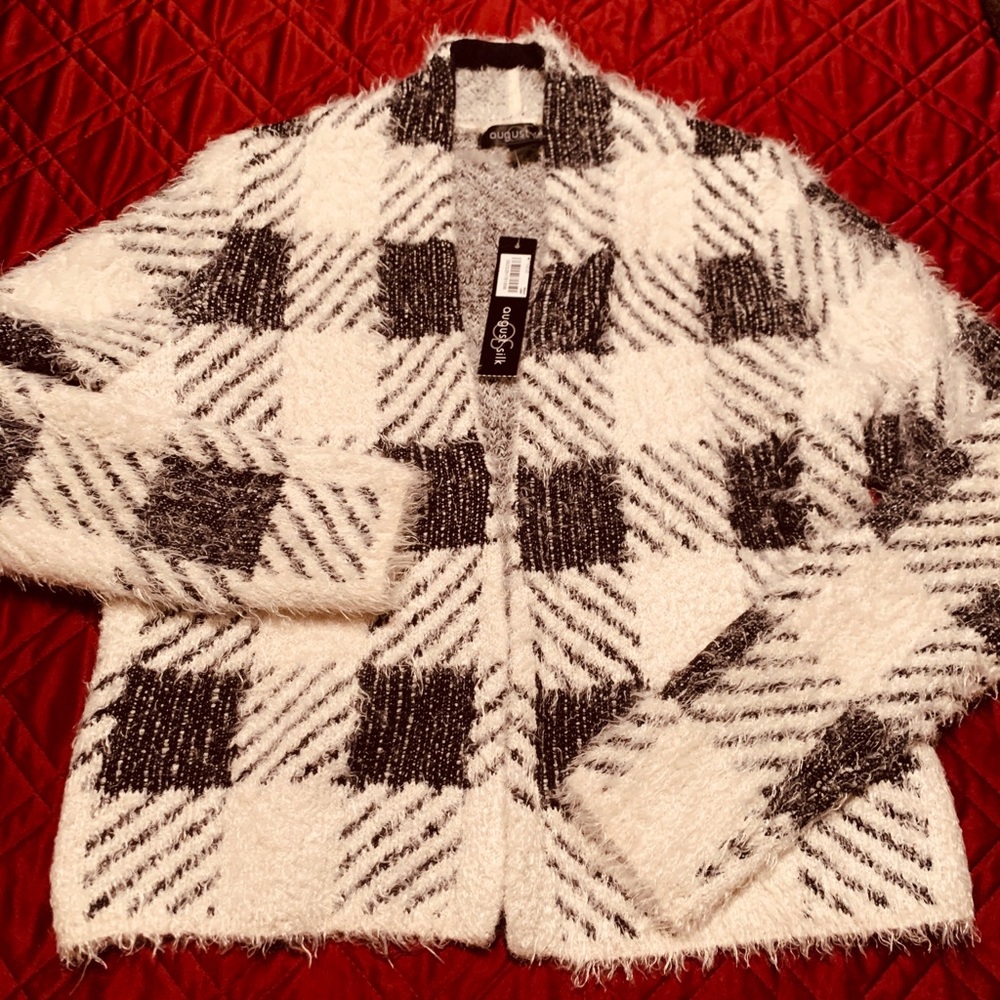 August Silk Women's Fuzz Knit Cardigan Sweater